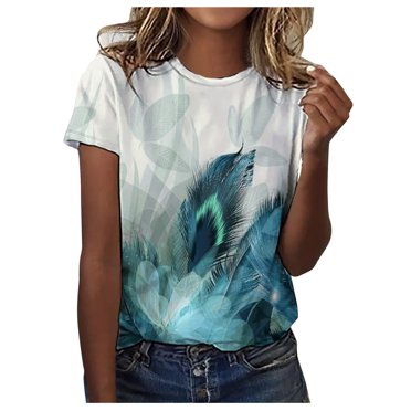 XZNGL T-shirt à Manches Courtes pour Femmes, Mode d'Été, Imprimé, Col Rond, Haut Ordinaire