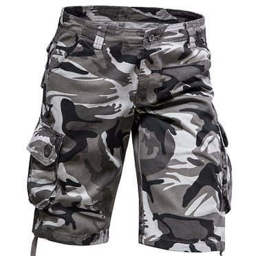 Holiday Giftszanvin Mens Work Shorts Camouflage Mid-waist Multi-pocket Five-piece Pants Casual Pants Sports Pants Shorts Pants father's day gifts for him,Gray