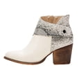 thumbnail image 1 of jovati Womens Leather Patchwork Thick Heel High Heel Zipper Pointed Snake Ankle Boots, 1 of 9