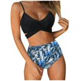 thumbnail image 1 of Women Criss Cross High Waisted String Floral Printed 2 Piece Bathing Swimsuit, 1 of 6
