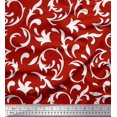thumbnail image 1 of Soimoi Tissu Satin Modal Rouge à Motifs Damassés Filigranés au Mètre, 42 Pouces de Large, 1 of 3
