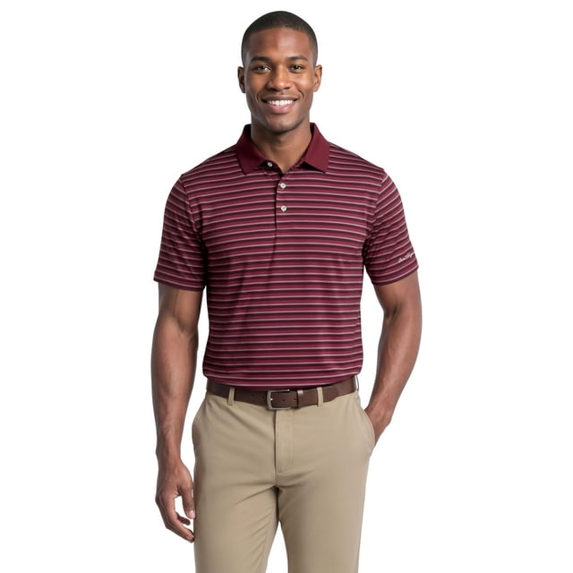 Ben Hogan Performance Men's Herringbone Stripe Golf Short Sleeve Polo Shirt