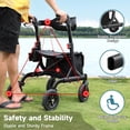 thumbnail image 3 of Walkers for Seniors, Rollator Walker with Seat, 8" Rubber Wheels All Terrain Rollator Walker with Backrest, Aluminum Walkers Built-in Cable, Foldable and Adjustable Height for Seniors, Black, 3 of 9