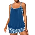 thumbnail image 2 of Cameland Women's Plus Size Conservative Lace Stitching Suit Swimming Trunks Split Swimsuit Suit, 2 of 5