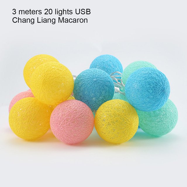 Light Ball Cotton Decoration String Light Hanging String Lamp for Party Wedding 3pcs Batteries Flashing Green