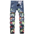 thumbnail image 1 of TIMIFIS Jean pour Homme Coupe Classique Régulière Jean en Coton Tendance Mode Micro Élastique Coupe Ajustée à Cordon Élastique Petite Jambe Droite-Bluefall, 1 of 1