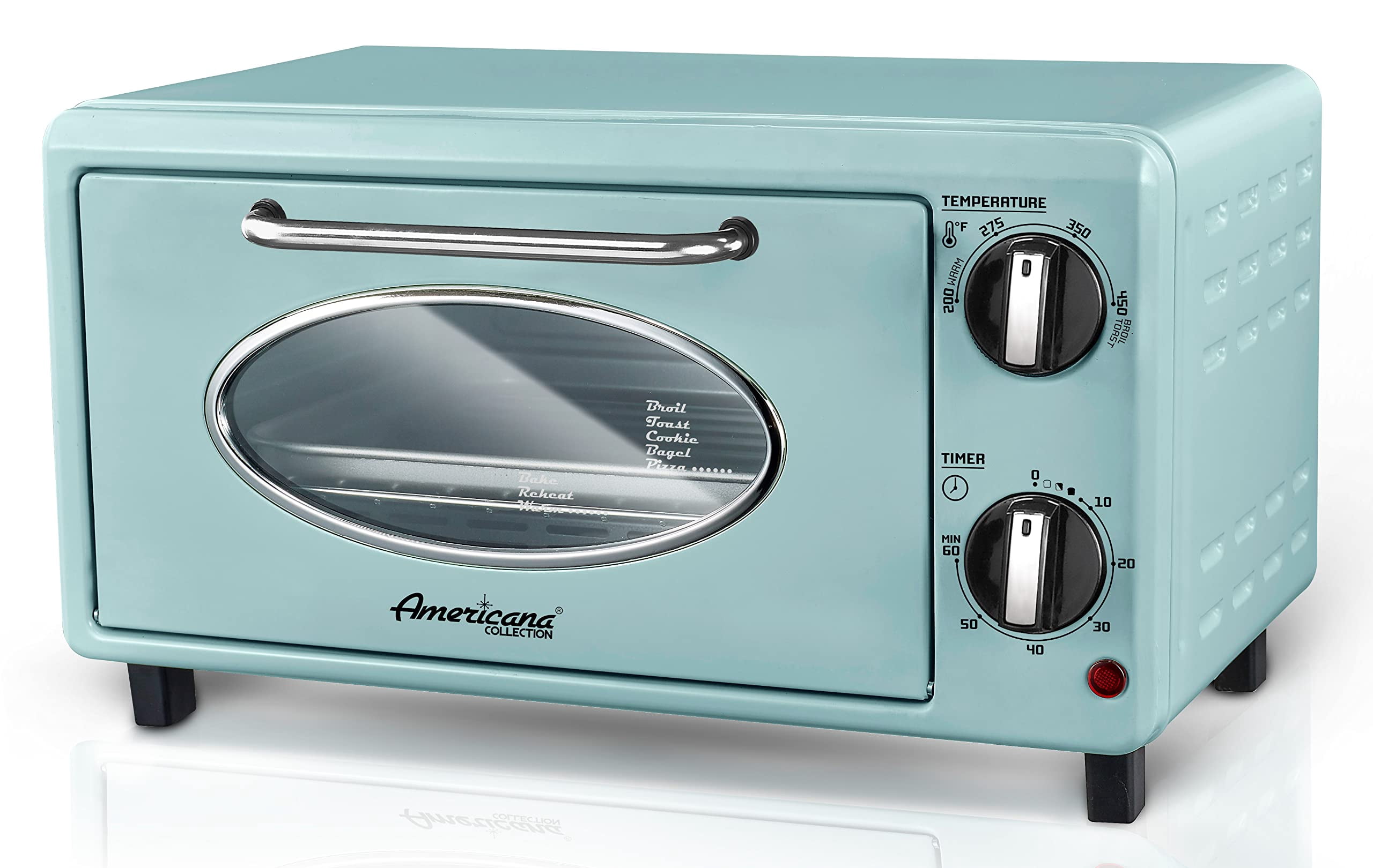 Elite Gourmet by Maximatic Americana Collection ETO147M Diner 50s Retro Countertop Toaster oven, Bake, Toast, Fits 8 Pizza, Temperature Control & Adjustable 60-Minu