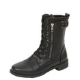 thumbnail image 1 of LSLJS Bottes d'Hiver pour Femmes à Couleur Unie, Mi-Mollet, à Talons Bas, Bout Rond, Fermeture Éclair Latérale, Chaussures; Bottes Plates pour Femmes; Bottes pour Femmes, 1 of 6