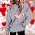 thumbnail image 2 of Plebaso Sweat à Capuche Imprimé Cœur pour Femmes, Manches Longues, Pull Ample avec Poches, 2 of 5