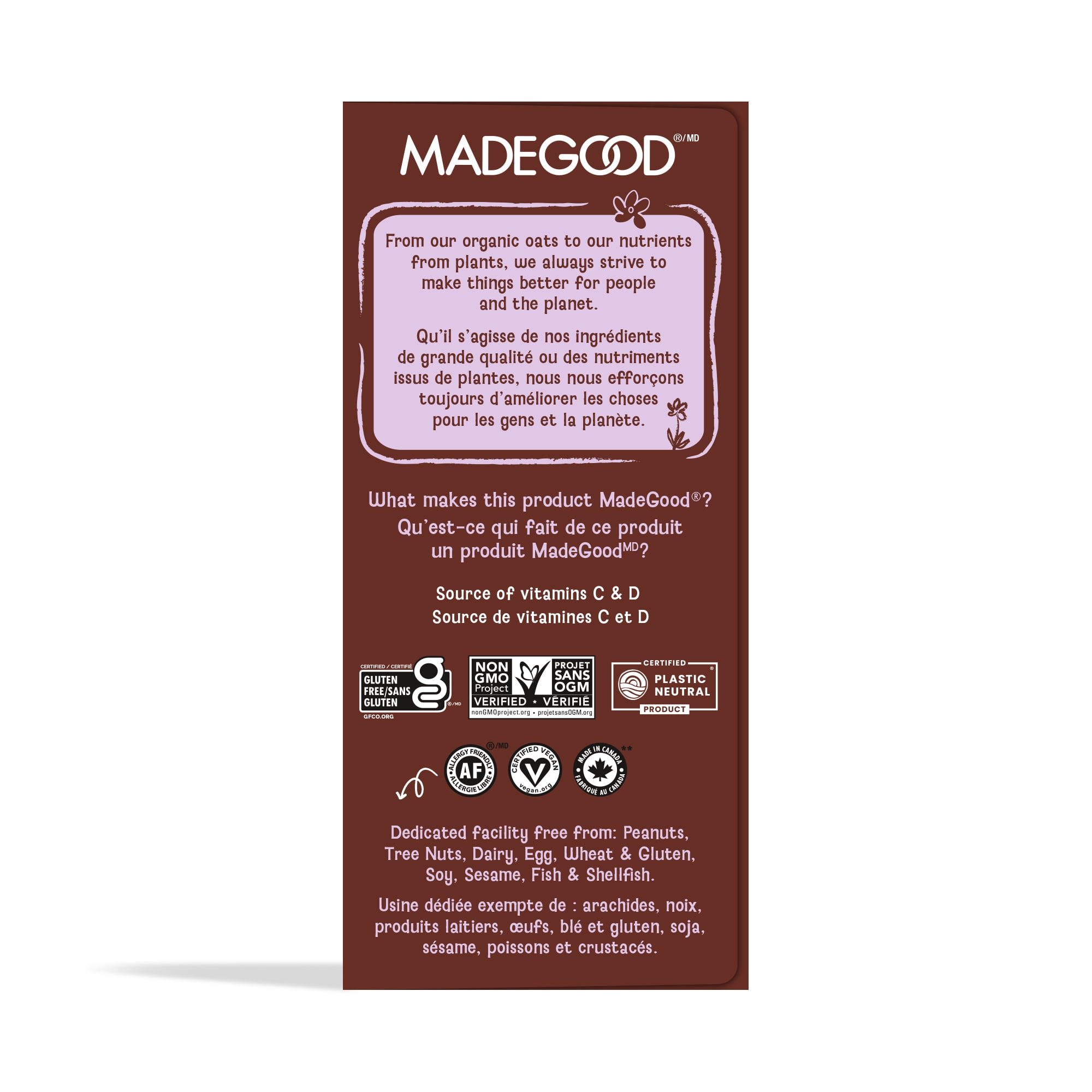 MadeGood Bouchées Granola Pépites de Chocolat 5 Sachets