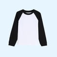 thumbnail image 1 of Milgrthf Enfants Garçons Filles Chandail à Col Rond Automne Décontracté Manches Longues Raglan à Blocs de Couleur Coton Chandail à Enfiler Hauts Noir 7 Ans, 1 of 5