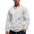 thumbnail image 2 of HAiming Men's Corduroy Sweatshirt Solid Color Round Neck Long Sleeve Tops Plus Size Casual Loose Basic Pullover Blouse, 2 of 9