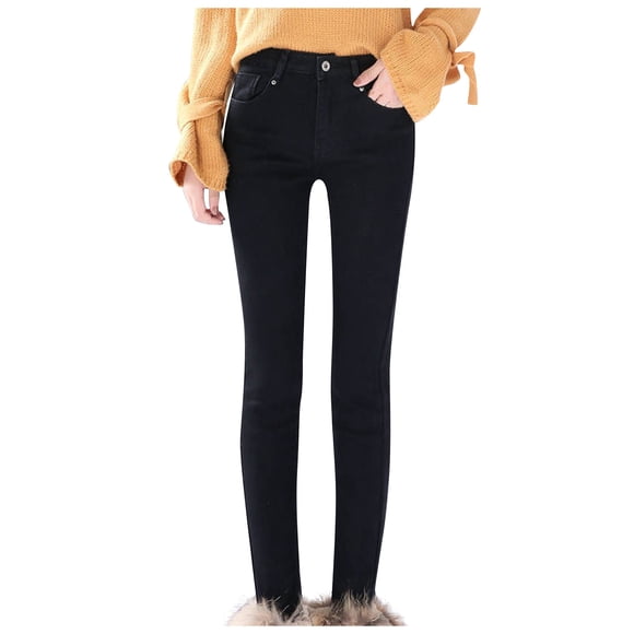 Bigersell Plus Size Flare Jeans Denim Jeans Clearance Skinny Jeans Ladies High Waist Tapered Denim Pants Distressed Plus Size Flare Jeans Straight High Waist Full Length Pants Style J-206 Black L