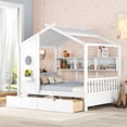 thumbnail image 3 of Homy Casa Denver Collection Solid Wood House Bed Frame with Storage Drawers, Full Size, White, 3 of 6