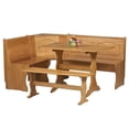 thumbnail image 1 of Riverbay Furniture Patio Corner Wood Nook Table Booth Bench Dining Set - Natural, 1 of 19