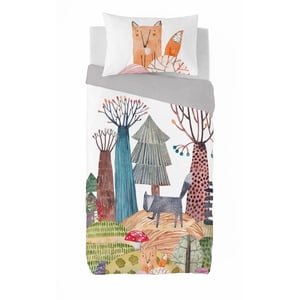 Gouchee Home Andrew Twin Duvet Cover Set – 2pc Cotton Kids Bedding with Fox and Forest Design, Reversible & OEKO-TEX® Certified