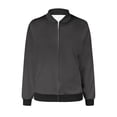 thumbnail image 4 of Womens Fashion Jacket Casual Stand Collar Zip Up Lightweight Coat Fall Color Block Jackets with Pockets Dark Gray XXXXL, 4 of 4