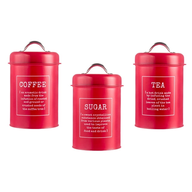 GROWTH TANK Ensemble de Bocaux de Cuisine en Métal pour Café et Thé, Pots de Rangement pour Sucre, Contenants pour un Rouge