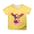 thumbnail image 1 of MIASHUI T-Shirt Amusant pour Enfants avec Lapin, Filles Garçons, Manches Courtes, Col Rond, Pâques, Jaune, 4-5 Ans, 1 of 4