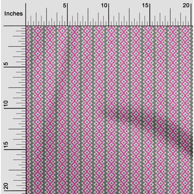 oneOone Polyester Lycra Fabric Diamond & Chevron Ikat Printed Craft Fabric BTY 56 Inch Wide