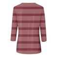 thumbnail image 4 of Annhoo Hauts d'Automne pour Femmes 2025 Mode Manches 3/4 Col Ras du Cou Chandails à Enfiler Chemises Décontractées Confort Blouses à Rayures Imprimées, 4 of 5