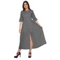 thumbnail image 1 of Moomaya Long Button Down Shirts For Women Front Slit A-Line Kurtis Summer Kurta, 1 of 5