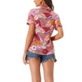 thumbnail image 3 of INSPIRE CHIC Women's Shirts Hawaiian Short Sleeve Tropical Floral Button Down Tops S Bright Pink, 3 of 6