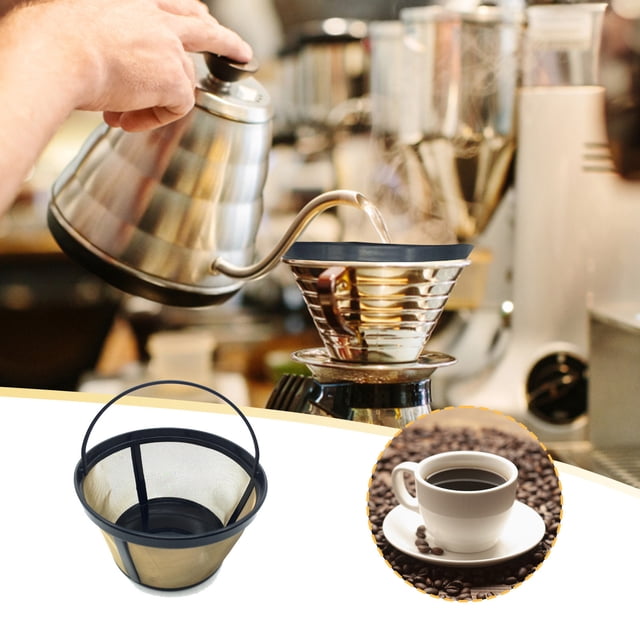 Cagogo under $5 Stainless Steel Coffee Filter, Stainless Steel Reusable Coffee Filter,8-12 Cup Metal Coffee Strainer,Permanent Filter for Coffee Maker,Environmentally Friendly Coffee Filter