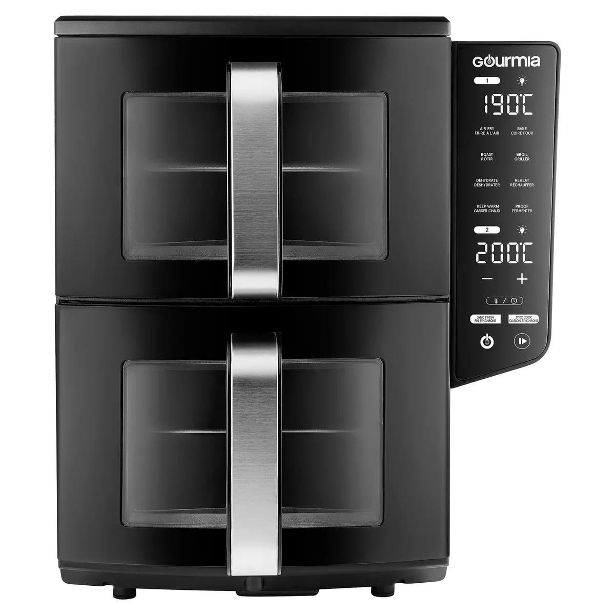 Gourmia 4 Dish Dual Basket Air Fryer with Sync Finish & Sync Cook