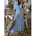 thumbnail image 1 of EQWLJWE Robe pour Femmes Liquidation Mode Robe Décontractée pour Femmes Printemps et Été Col en V Manches Trois-Quarts Robe Imprimée Robes pour Femmes Grande Taille, 1 of 6