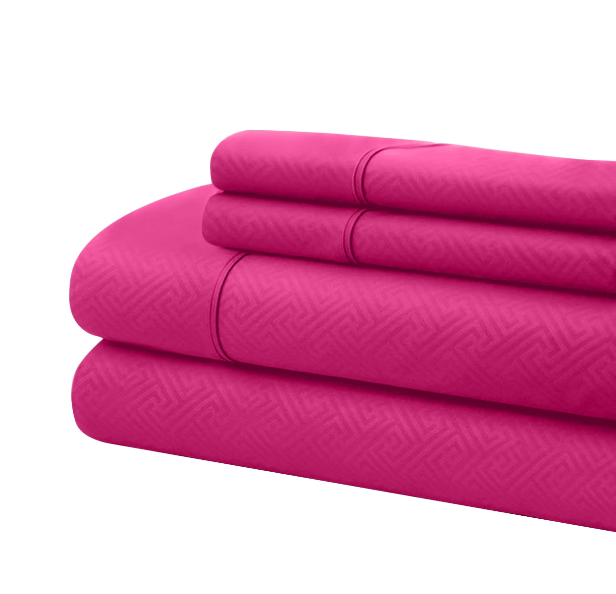 Bassano 1800 Series Embossed Deep Pocket Sheet Set - Super Soft & Wrinkle Free - Luxurious Bed Sheets Set (Full, Hot Pink)