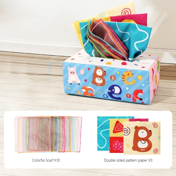 Jouet Sensoriel Boîte à Mouchoirs Pour Bébé – 8 Foulards Colorés + 3 Hochets Sonores, Jouet Montessori 1 An Et Plus Jouet éveil Bébé