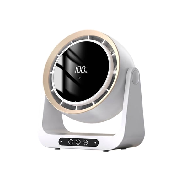 Iumwxz Bladeless Desktop Fan USB Charging Portable Adjustable 5 Speed Intelligent Frequency Digital Display Night Light Home Dorm Office 1 Pack White