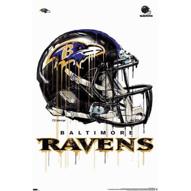 NFL Baltimore Ravens - Drip Helmet 20 Wall Poster with Magnetic Frame, 22.375" x 34"