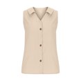 thumbnail image 4 of Tank Top for Women, Womens Solid Button V-Neck Tank Top, 4 of 7
