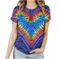 thumbnail image 1 of FAIWAD Tuniques Imprimées Teinture sur Nœuds pour Femmes Manches Courtes Col Rond Tendance Printemps Été, 1 of 4