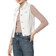 thumbnail image 2 of INSPIRE CHIC Juniors Washed Chest Flap Pockets Single Breasted Denim Vest Jacket, 2 of 6