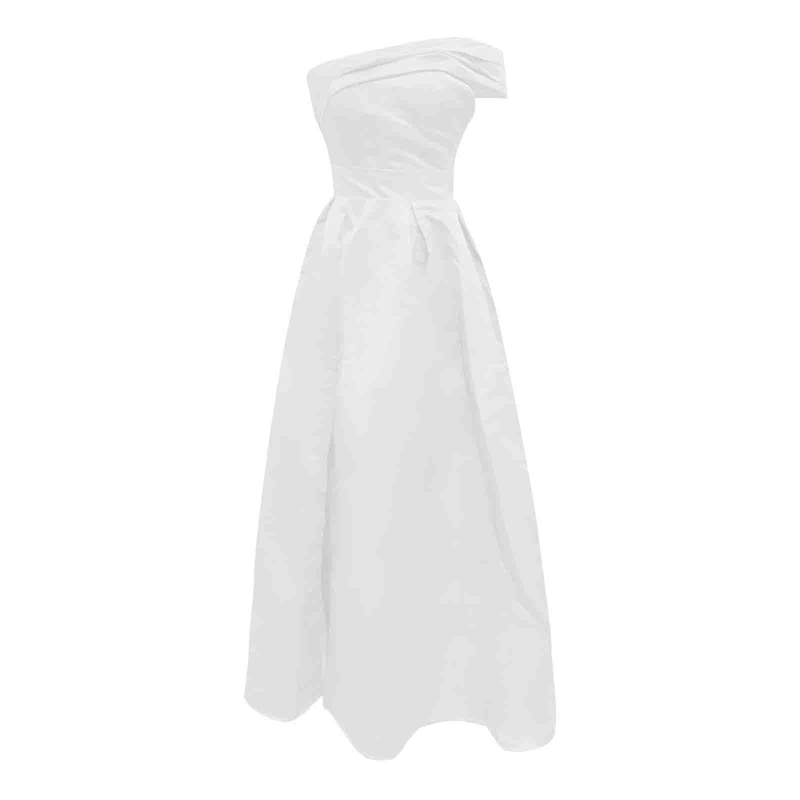 2025 Robe d'Ado à une Épaule de Commerce Extérieur Tenue Formelle Robe en Satin Robe de Soirée Robes Queue pour Femmes Poches Jupe Tutu de Fête d'Anniversaire Robe à Manches Latérales Vert Fente Haute
