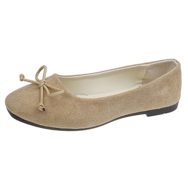 Women Fashionable Casual Bow Flats, Comfortable Lightweight Slip on Loafers for Walking, Versatile Suede Ballet Flats for Spring, Office, Daily Wear
