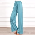 thumbnail image 2 of Diufon Straight Pants for Women Elastic High Waist Drawstring Pants Cotton Solid Color Lounge Wide Leg Pants, 2 of 6