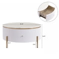 thumbnail image 2 of Table Basse Ronde Moderne de 31,5 Pouces avec 2 Grands Tiroirs, Table d'Appoint de Rangement pour Salon, Blanc, 2 of 7