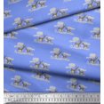 thumbnail image 3 of Soimoi Blue Moss Georgette Fabric Landscape & Reindeer Animal Fabric Prints By Yard 42 Inch Wide, 3 of 5