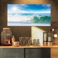 thumbnail image 2 of Designart White and Blue Waves under Sun Canvas Wall Art, 2 of 4