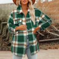 thumbnail image 2 of LNGOOR Womens Casual Plaid Shacket Jacket Lapel Long Sleeve Button down Flannel Coat Fall Blouse Tops with Pockets, 2 of 7