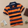 thumbnail image 3 of Hiiyo Polo à Rayures à Manches Courtes pour Petits Garçons, T-Shirt pour Enfants, Orange, 3 of 3