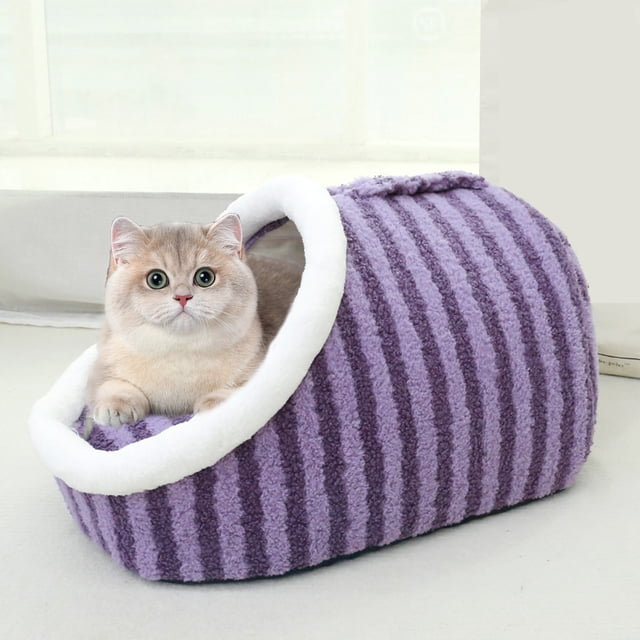 Jpxdew Grand Lit pour Animaux, Conception Semi-Fermée, Lavable, pour Chats, Chiens, Portable, 18x12x10 Pouces