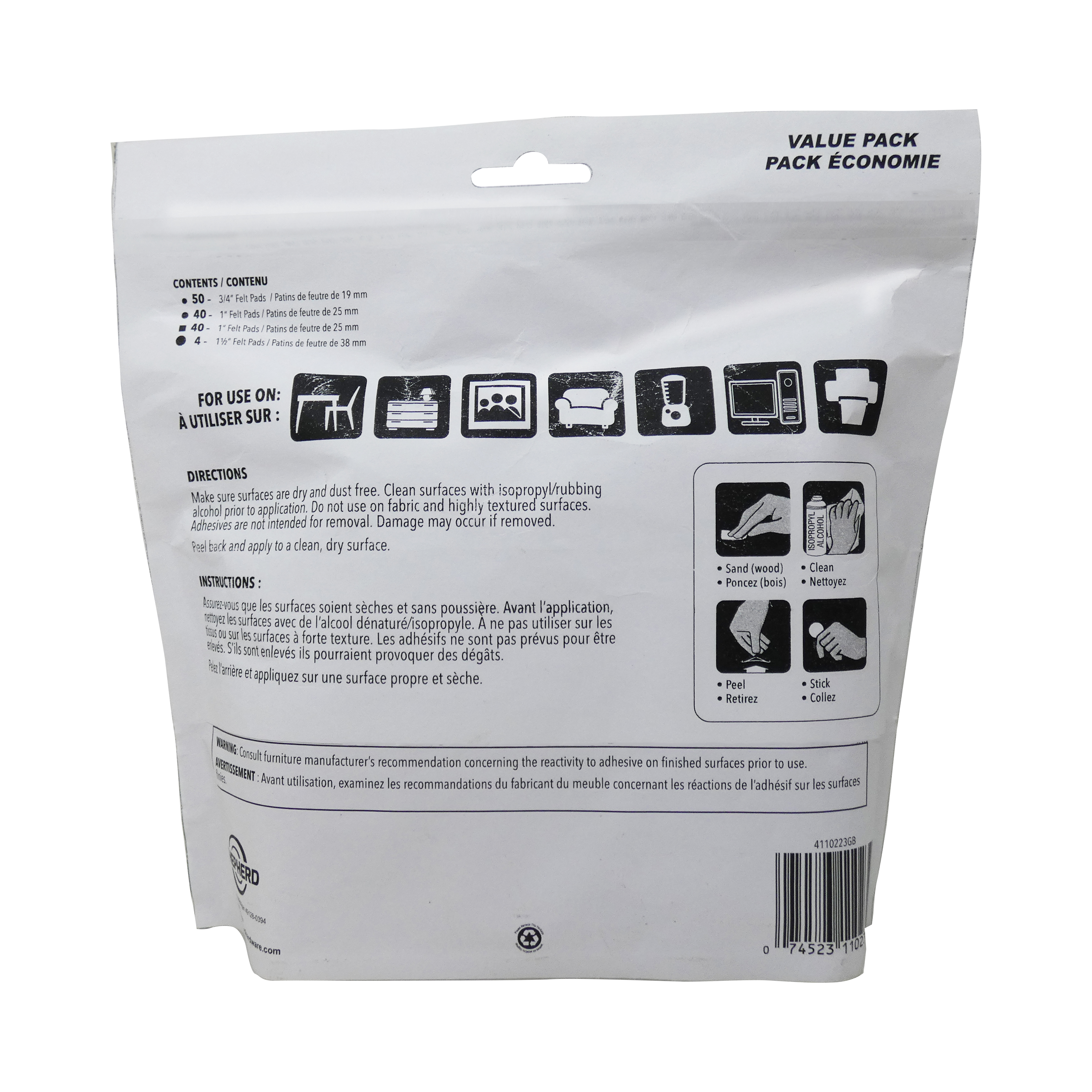 Super Sliders With Gorilla Glue Felt Value Pk Beige 134 pc, Felt Value Pack BAG