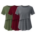 thumbnail image 2 of Vêtements de Grossesse Offres de l'Action de Grâce Liquidation Été Vêtements de Maternité pour Femmes Col Rond Manches Courtes Volants Pli Hauts de Grossesse, 2 of 5