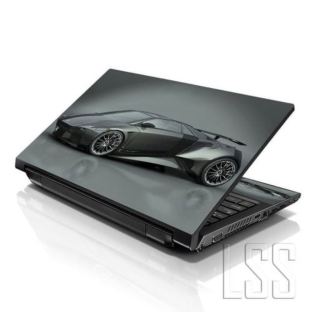 LSS Laptop Skin Sticker Decal Cover Grey Car Design Fits 17" to 19" Laptops