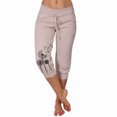thumbnail image 1 of Lroveb Capri Pants for Women High Waisted Tummy Control Yoga Pants Solid Color Sports Draw Rope Pants Pink, 1 of 7